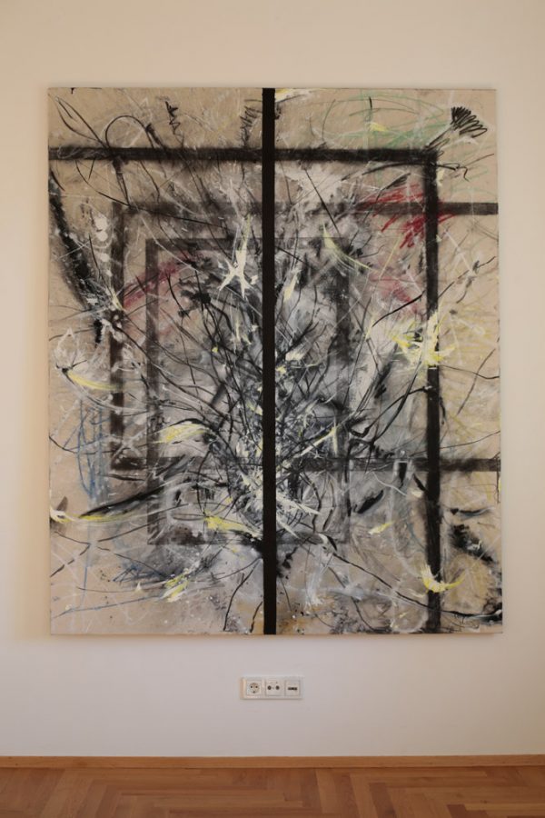 Michi Lukas, Bush, 2015, 165x200cm, Oil and aquarell-stick on canvas
